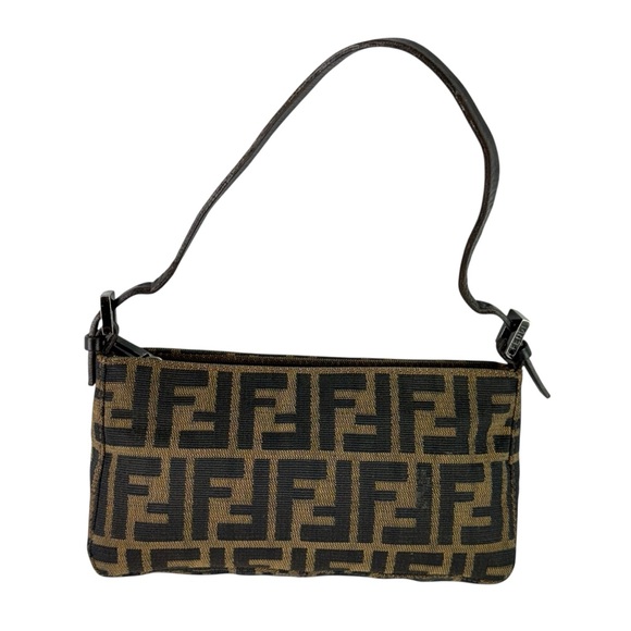 FENDI Vintage Zucca FF Pochette Baguette Shoulder Bag Made in Italy - Picture 4 of 16